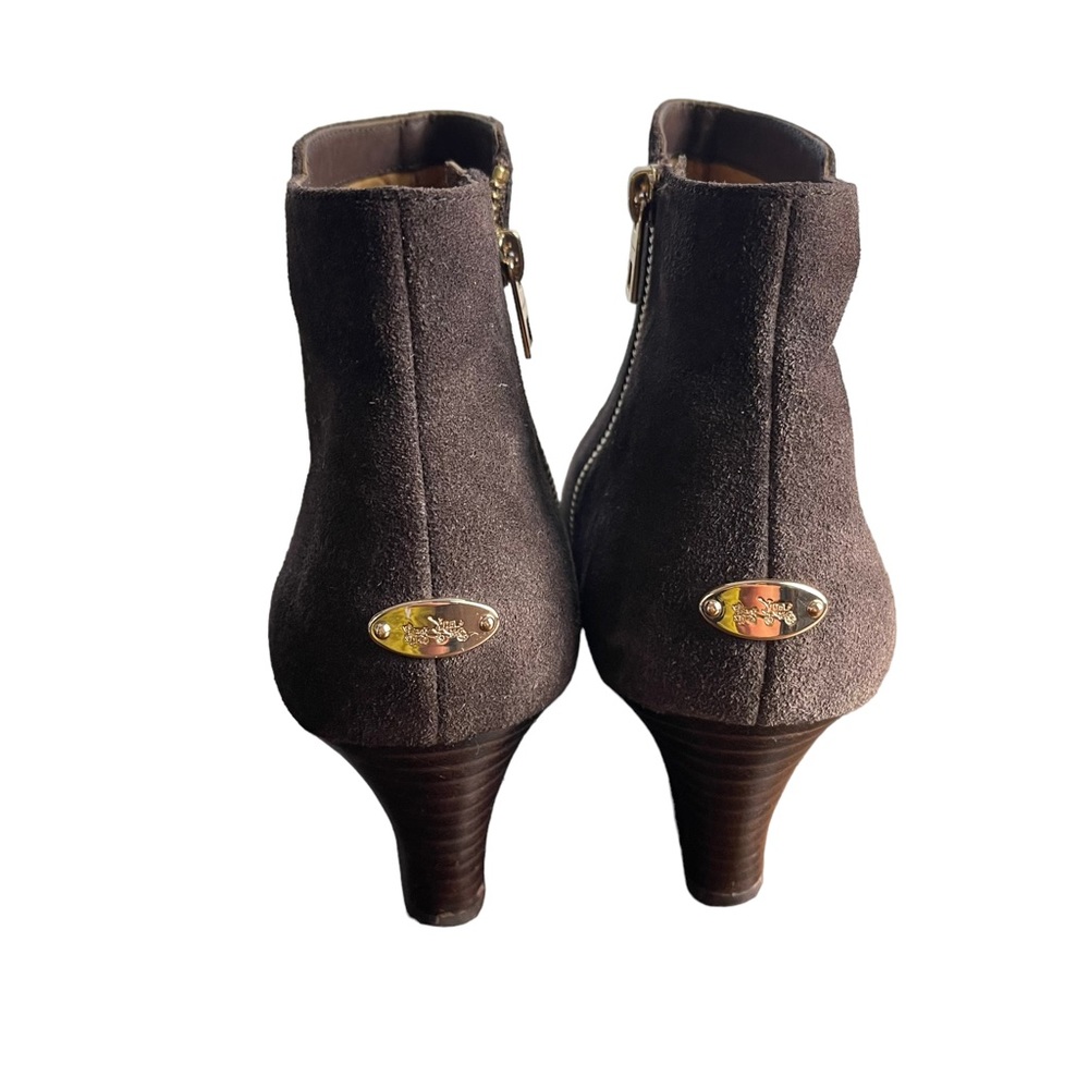 Coach Two-Tone Brown Wedge Ankle Boots - Picture 3 of 11